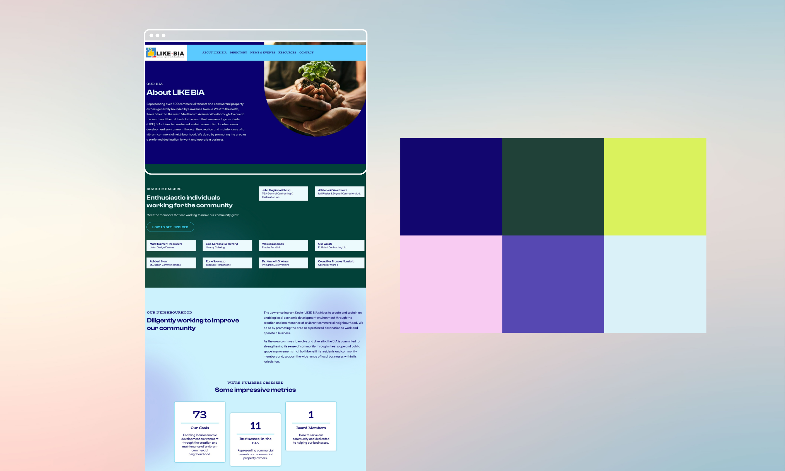 LIKE BIA Custom Website WBC portfolio piece mobile view